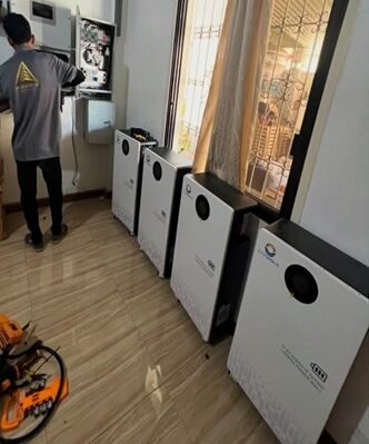 Three wall-mounted battery storage units at a private residence in Mandaue City
